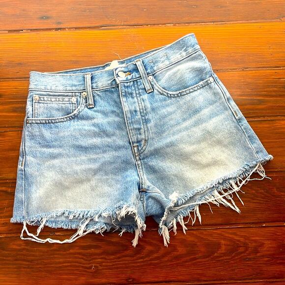 Madewell Relaxed Denim Shorts button fly cutoff jean shorts sz 25 - Picture 1 of 5